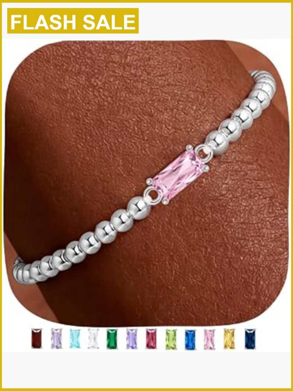 Dainty Birthstone Bracelet for Women - 14K Gold Plated or Silver Bead Bracelet